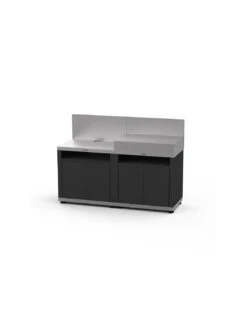 CUISINE LE MARQUIER INOX ET NOIR 2 ELEMENTS POUR PLANCHA