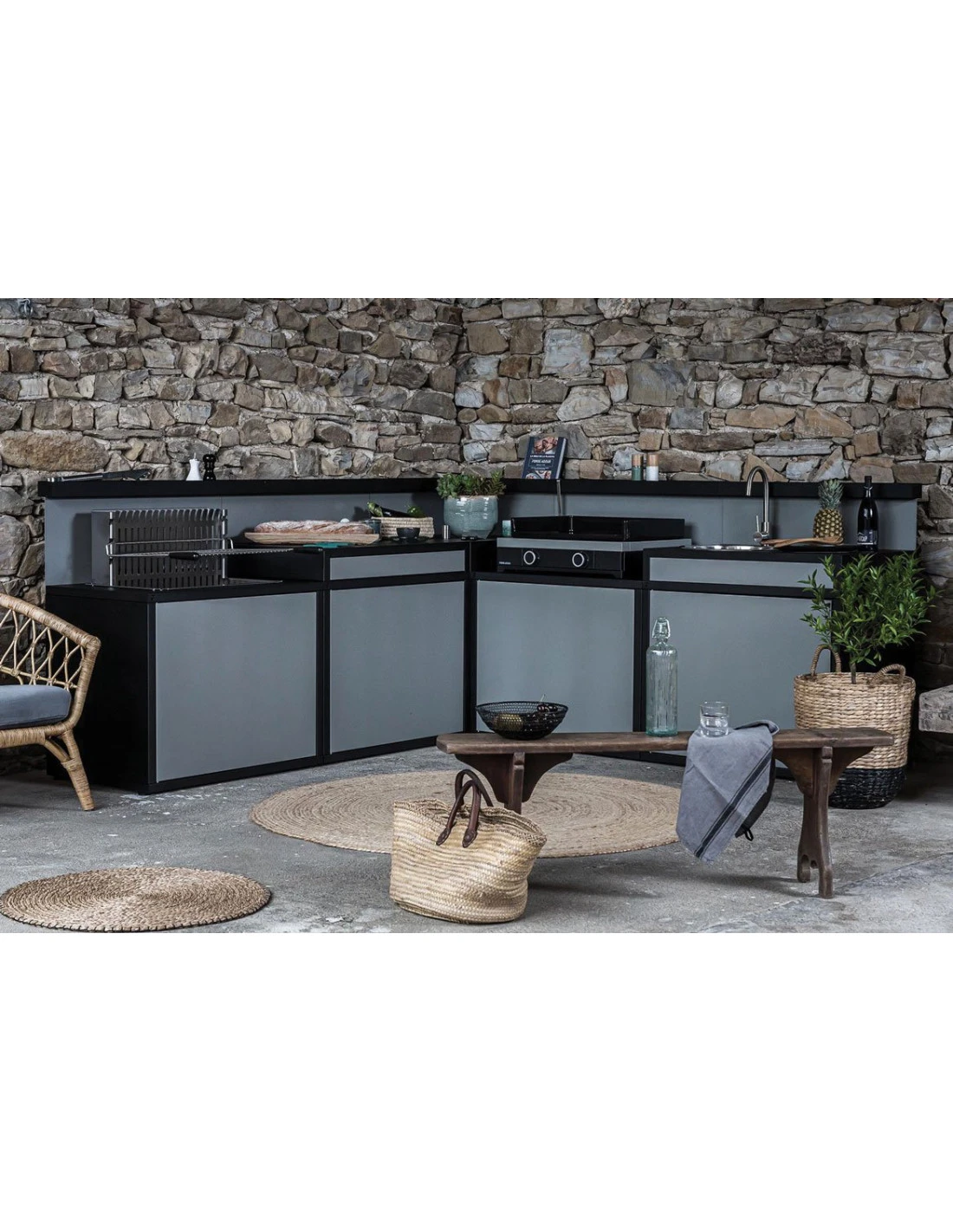 CUISINE FORGE ADOUR 5 MODULES AVEC GRILL + PLANCHA + EVIER 3 CUISINE FORGE ADOUR 5 MODULES AVEC GRILL + PLANCHA + EVIER