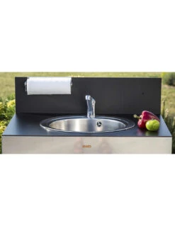 MODULE EVIER POUR CUISINE ENO INOX ET NOIR -camping boutique modulo a monter evier hpl inox porte noire 2