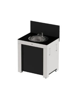 MODULE EVIER POUR CUISINE ENO INOX ET NOIR -camping boutique modulo a monter evier hpl inox porte noire 3