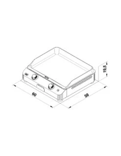 ENO PLANCHA FUSION 60 ACIER GRIS CARGO 2 BRÛLEURS -camping boutique plancha fusion 60 acier 2