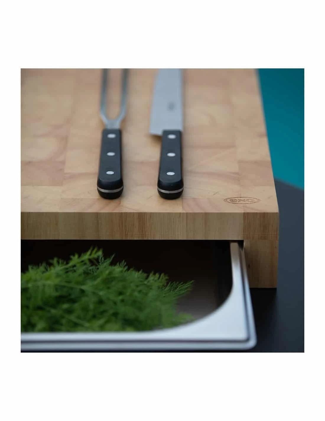 Planche à Découper ENO En Bois Avec Tiroir Bac Inox Billot 6 Planche à Découper ENO En Bois Avec Tiroir Bac Inox Billot – Image 4